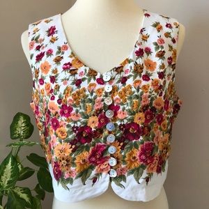 🌺 VINTAGE 🌺 floral button down crop top